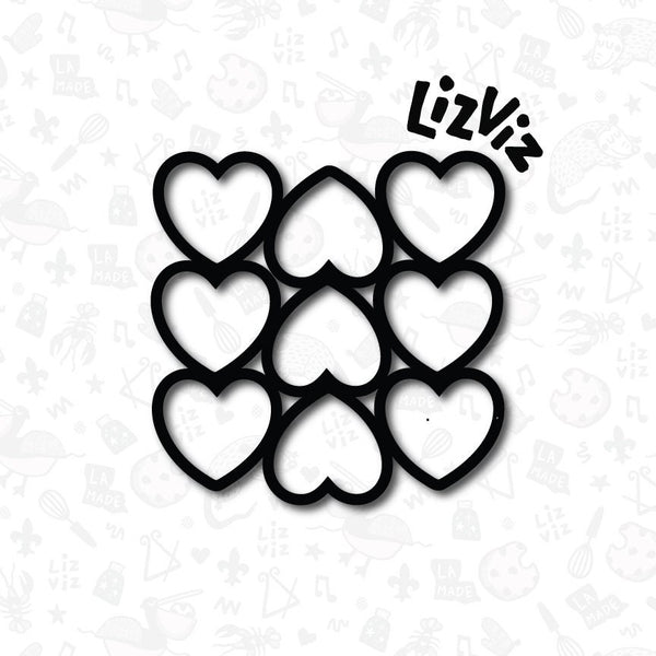 Conversation Heart Cookie Cutter. Multi Cut. 9 mini Hearts. 2 inch hea –  LizViz