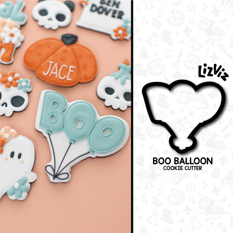 Boo Balloon Cookie cutter. Halloween Cookie Cutter. Groovy Halloween.