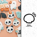 Simple Skull cutter. Halloween Cookie Cutter. With Stamp. Groovy Halloween.