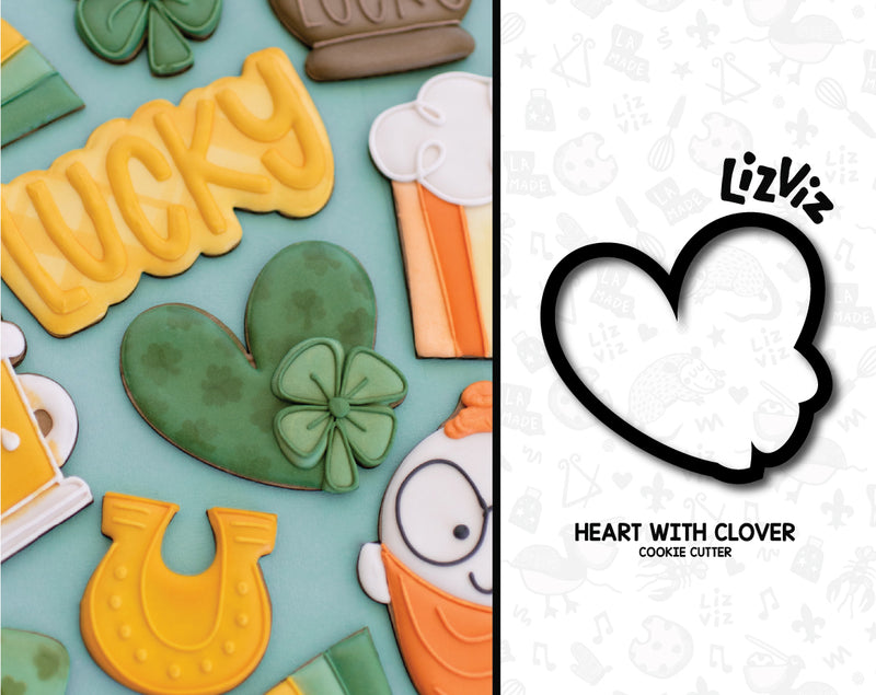 heart with clover Cookie Cutter St. Patrick's Day Cookie Cutter 2023 design