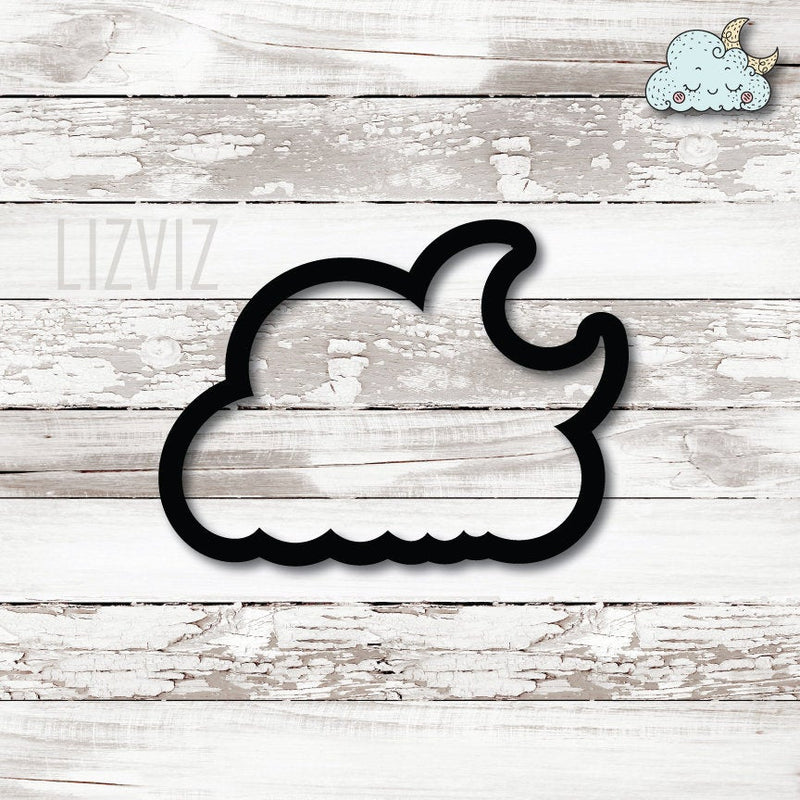 Cloud and Moon Cookie Cutter. Weather Cookie Cutter.