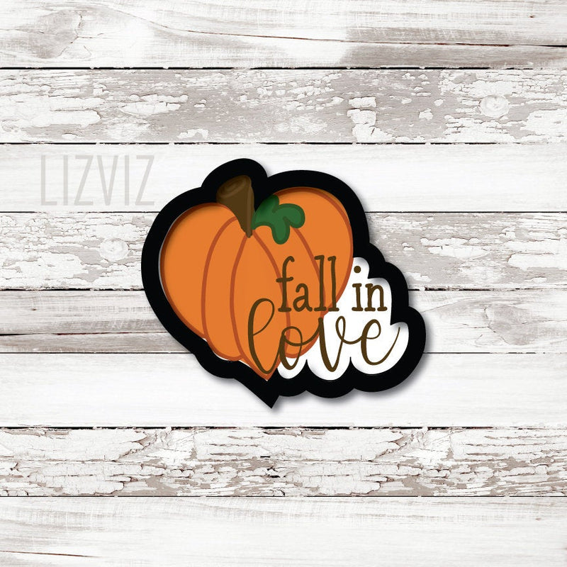 Fall in Love Cookie Cutter. Pumpkin Cookie Cutter.