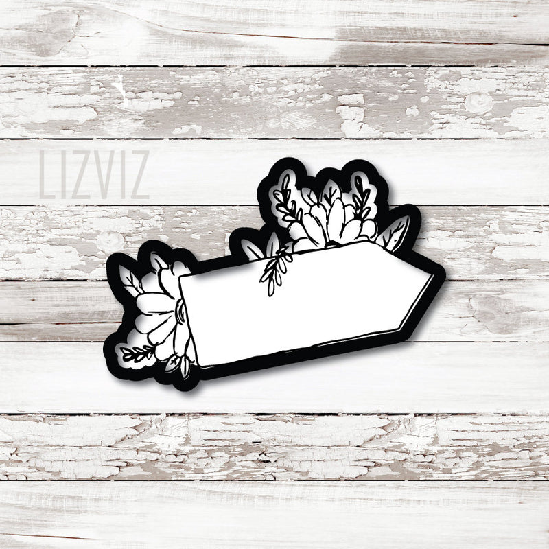 Floral Wood Plank Cookie Cutter. Valentines.