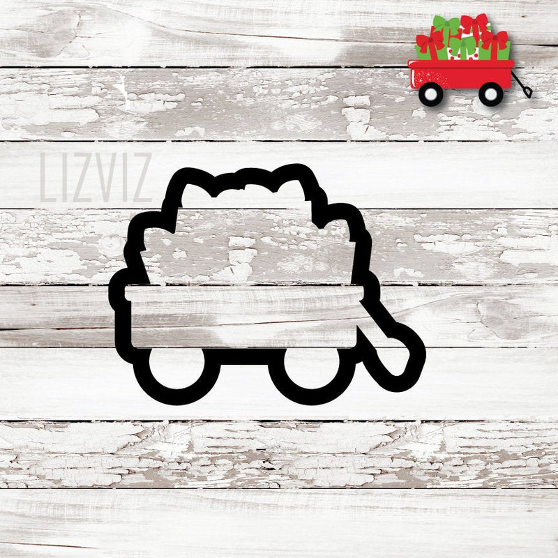 Wagon with Gifts Cookie Cutter. Christmas.