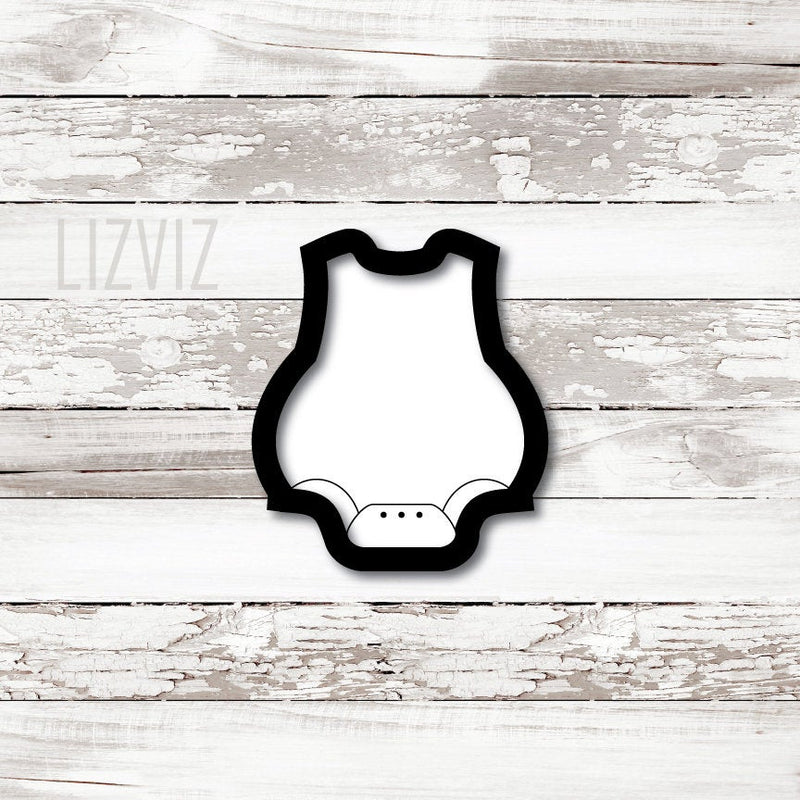 Baby Bubble Onsie No sleeve Cookie Cutter. Baby romper Cookie cutter.