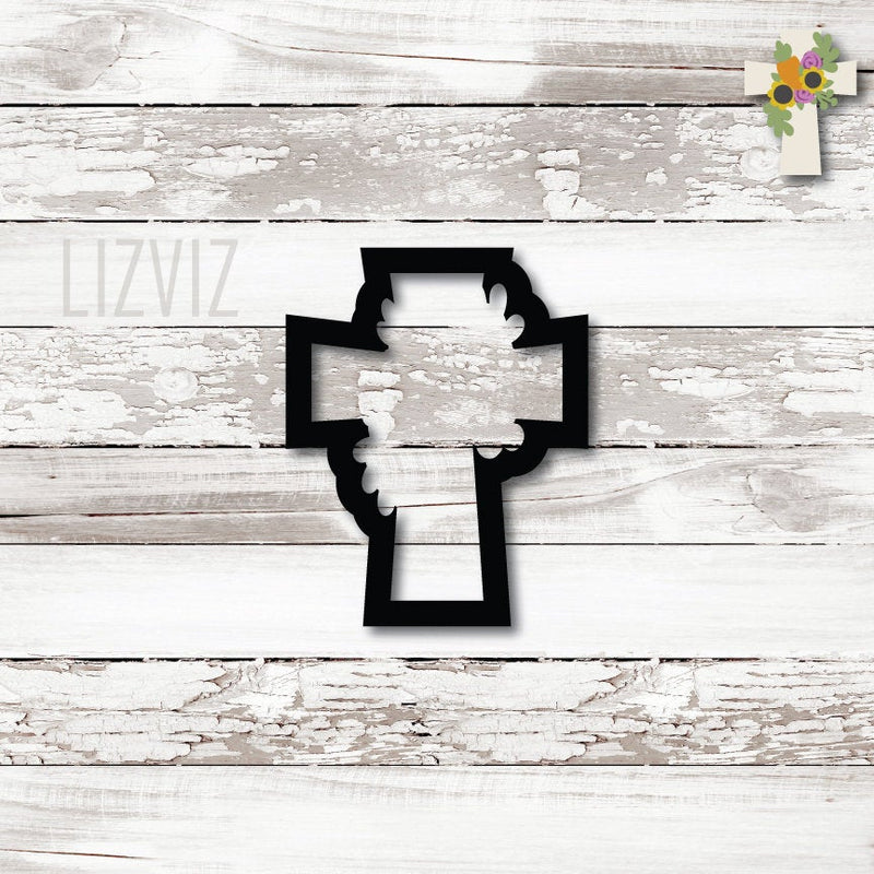 Floral Cross Cookie Cutter. Easter Cookie Cutter.