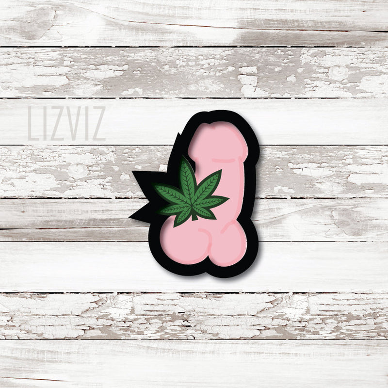 Penis Cookie Cutter with Weed Leaf. 4/20 Cookie Cutter.