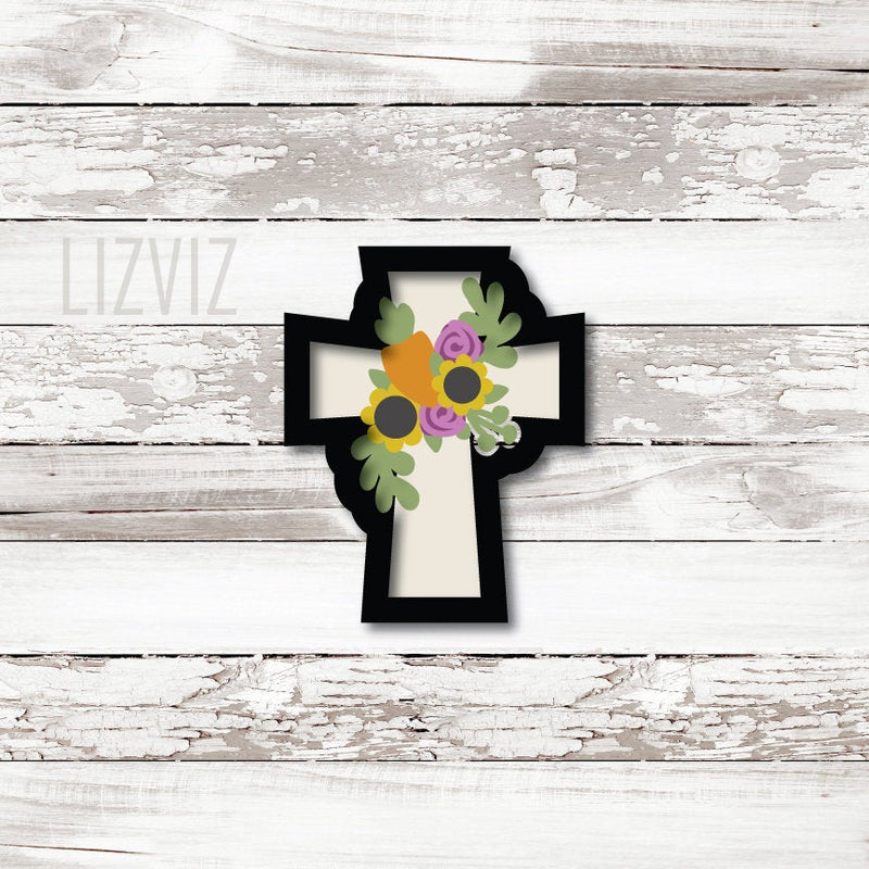 Floral Cross Cookie Cutter. Easter Cookie Cutter.