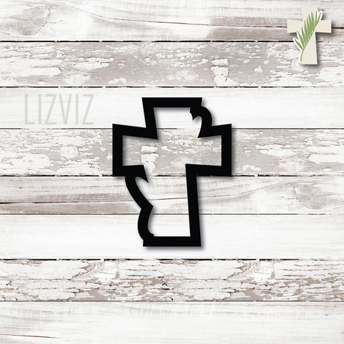 Cross with Palm Leaf Cookie Cutter. Easter Cookie Cutter.
