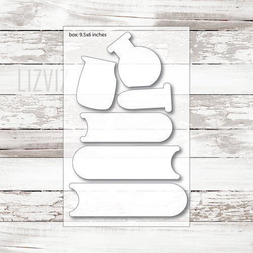 School Cookie Cutter Set. Science Book stack set. Teacher Appreciation Cookie Cutter. Graduation Cookie Cutter.