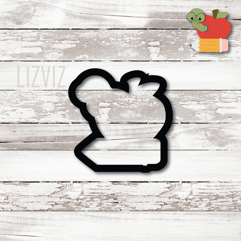 School Cookie Cutter. Worm with Apple and Pencil. Teacher Appreciation Cookie Cutter. Graduation Cookie Cutter.