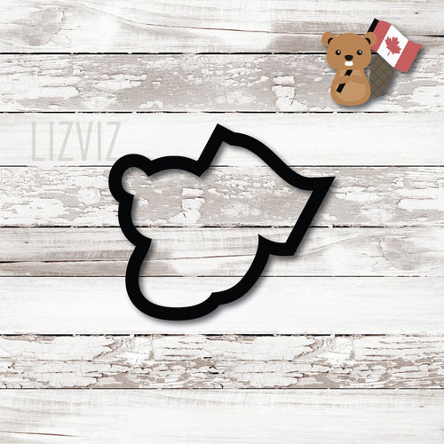 Beaver With Flag Cookie Cutter. Canada Day Cookie Cutter.