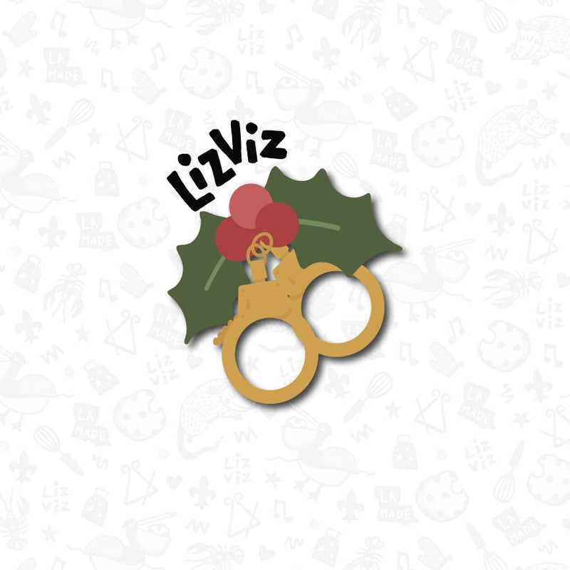 Naughty Christmas Cookie Cutter. Holly Handcuffs.