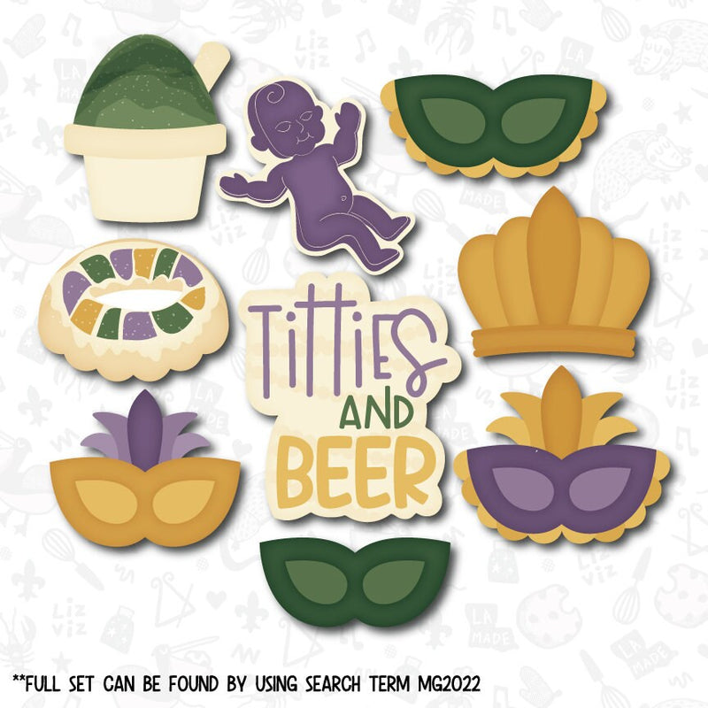 Mardi Gras Stencil. Tittes and Beer.