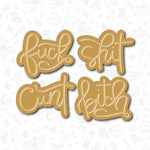 Curse word cookie cutters. Naughty words. Cursive.