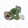 Football Cookie Cutter. Helmet with Football Cookie Cutter.