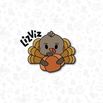 Turkey Holding Pumpkin Cookie Cutter. Thanksgiving Cookie Cutter. 2022 design. With Stamp and Stencil Options.