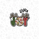 Christmas Cookie Cutter. Joy with Reindeer Antlers. 2022 Design.