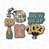 New year cookie cutter set. Minis. 2 inches tall. set of 5 with stamp options