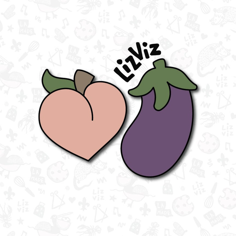 Emoji cookie cutter peach and eggplant valentine cookie cutter set of 2