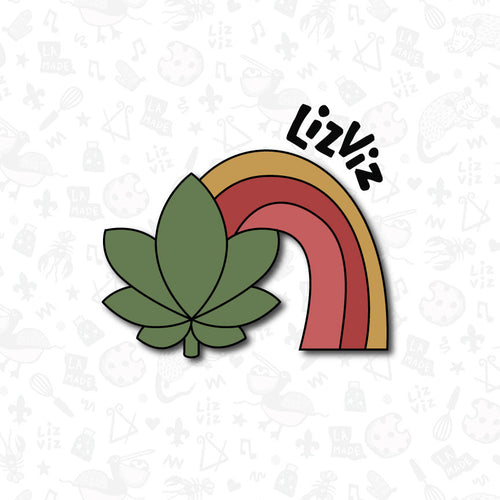 rainbow cookie cutter with weed leaf