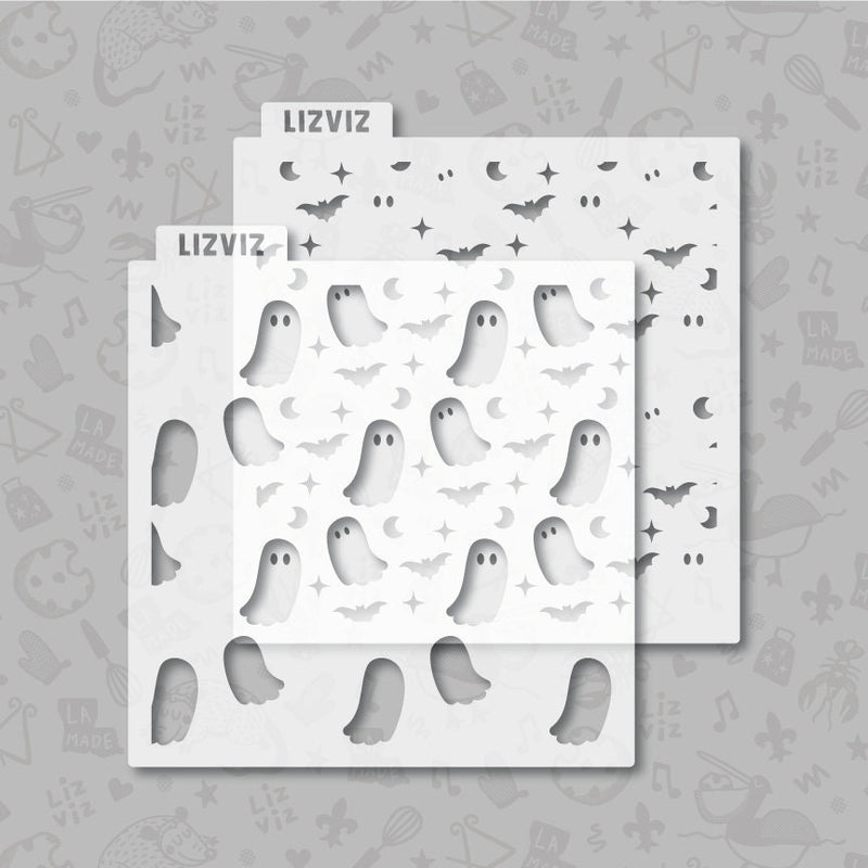 ghost and bat halloween Stencil for cookies 2 pieces