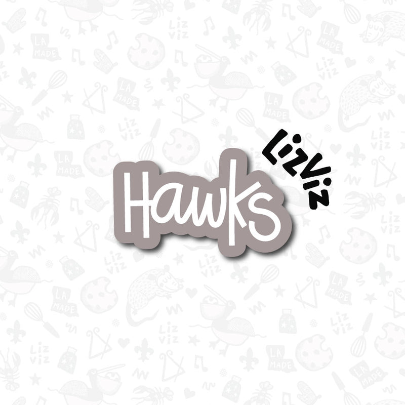 mascot word plaque cookie cutter hawks
