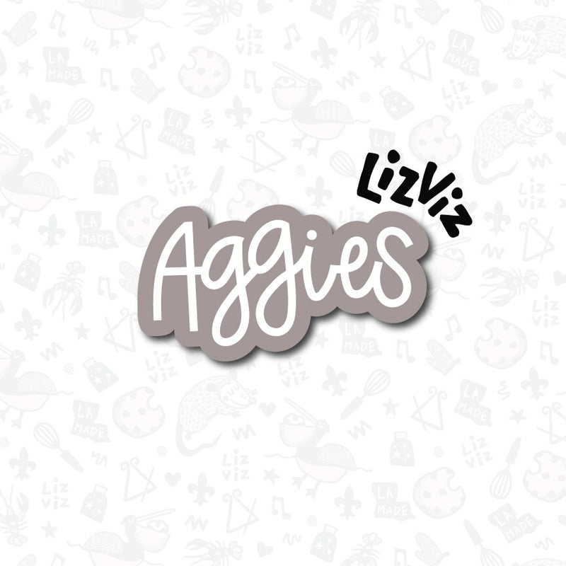 mascot word plaque cookie cutter aggies