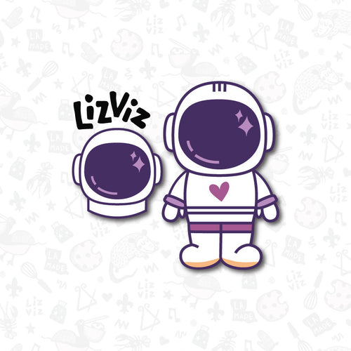 astronaut outer space cookie cutter. full body or head only valentine cookie cutter with stencil or embosser option PNG download available.