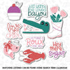 cajun Valentine's Day cookie cutter set with stencil or embosser option PNG download available
