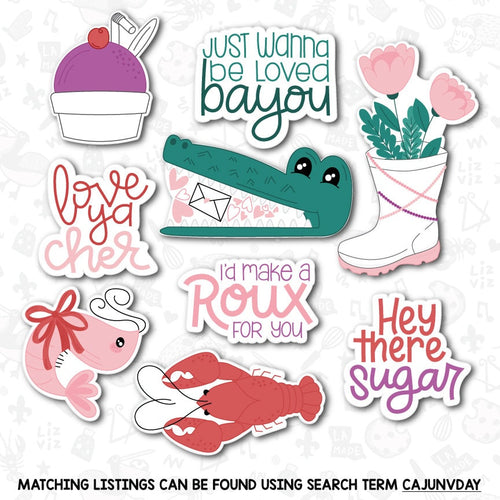 cajun Valentine's Day cookie cutter set with stencil or embosser option PNG download available