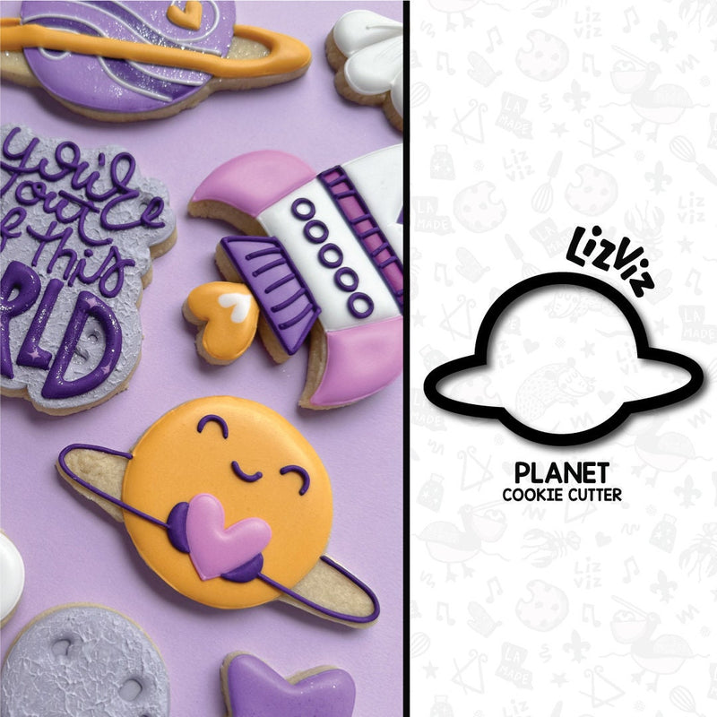 planet holding heart outer space cookie cutter valentine cookie cutter with stencil or embosser option PNG download available