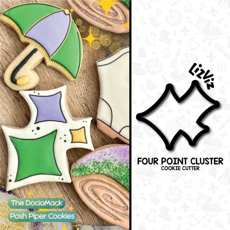 4 point star cookie cutter part of By The DociaMack mardi gras class 2024