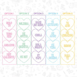 spanish Conversation Heart Candy Cookie Stencil. Valentines. Convo heart stencils.