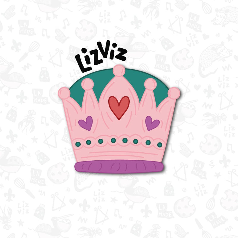 crown cookie cutter Valentine's Day cookie cutter with stencil or embosser option PNG download available