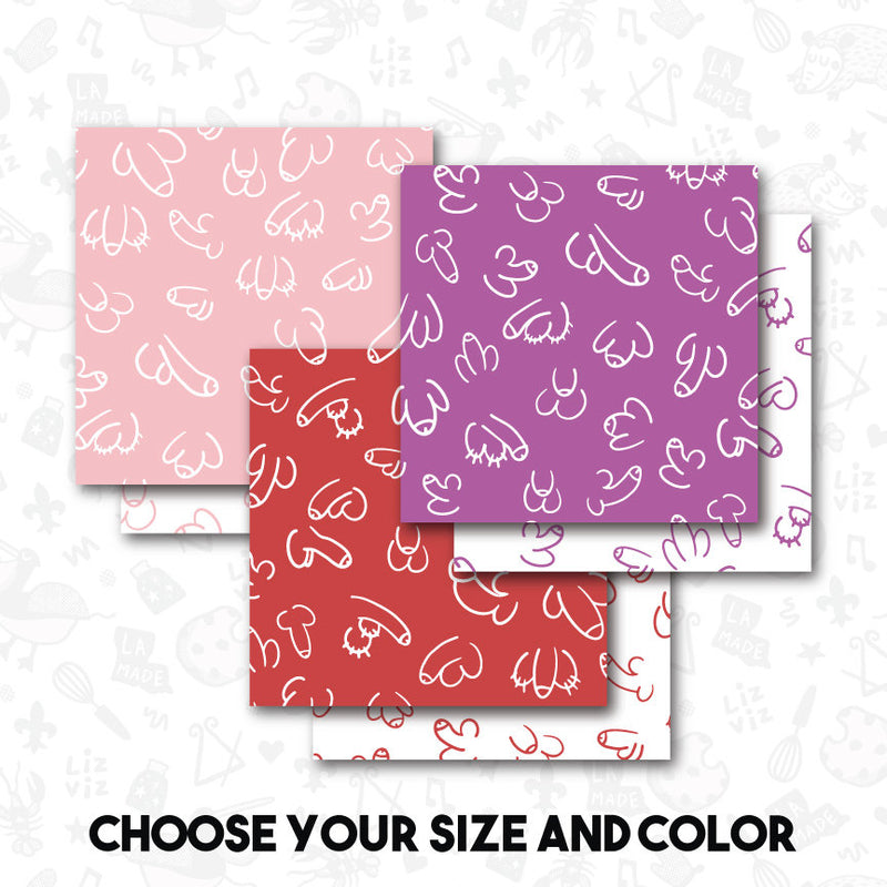 penis PRINTED reversible box backer. physical item will be shipped- set of 25