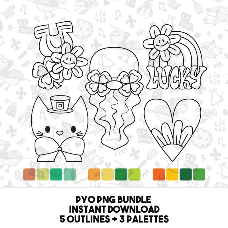 St Patrick's Day PYO PNG bundle paint your own instant download