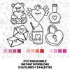 Valentine PYO PNG bundle paint your own instant download